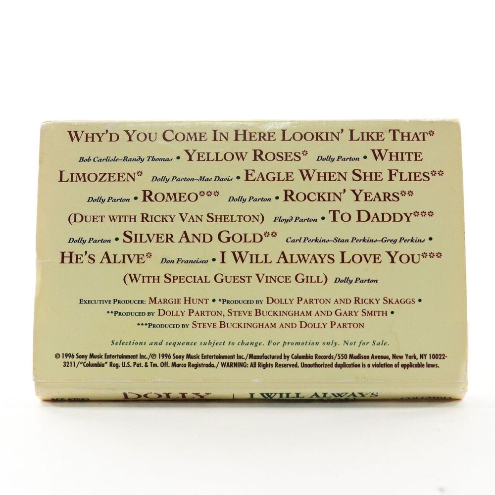 Dolly Parton, I Will Always Love You (Advance Promo Cassette Tape 1996) ACC67582 - Picture 2 of 7